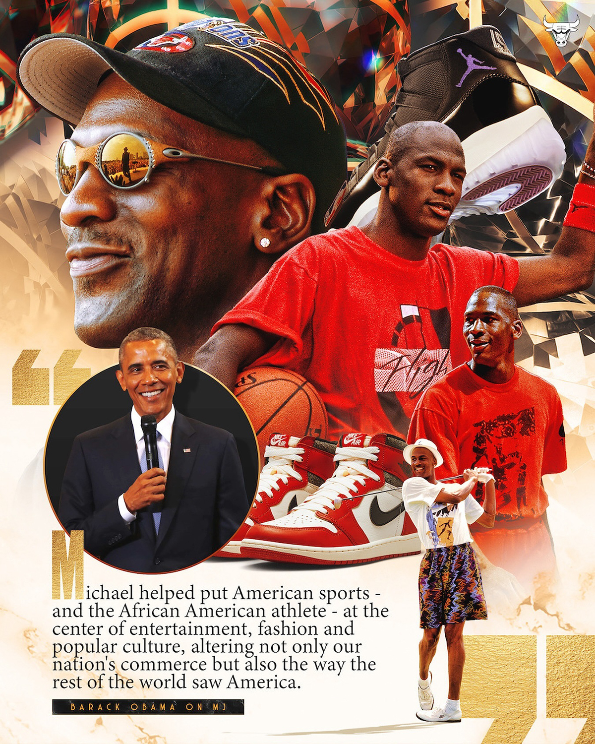 Barack Obama Michael Jordan Chicago Bulls Ring Of Honor 2