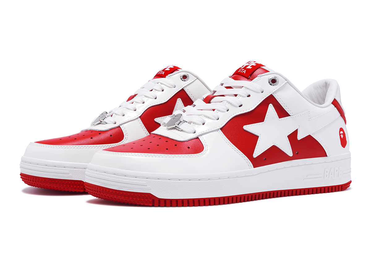 A Bathing Ape Bape Sta Patent Leather White Red 4