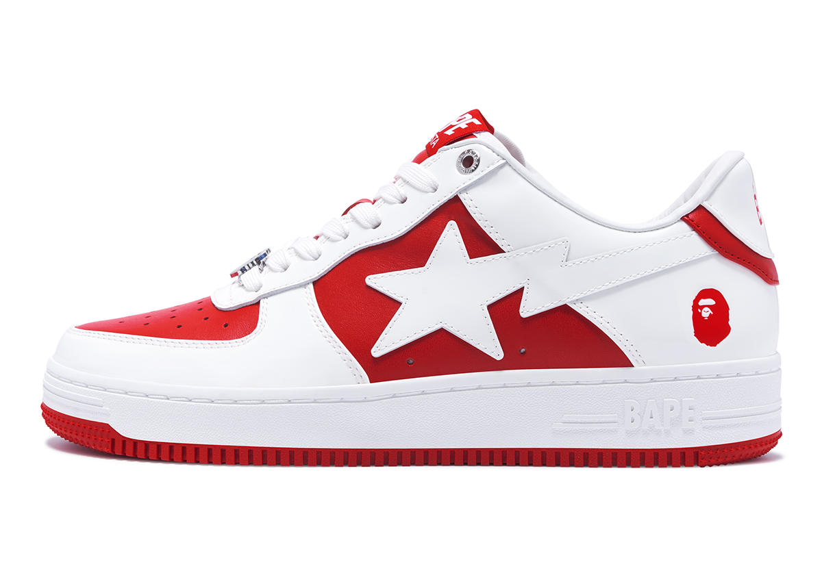 A Bathing Ape Bape Sta Patent Leather White Red 5