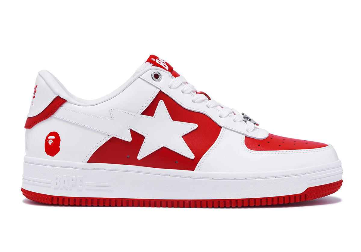 A Bathing Ape Bape Sta Patent Leather White Red 6
