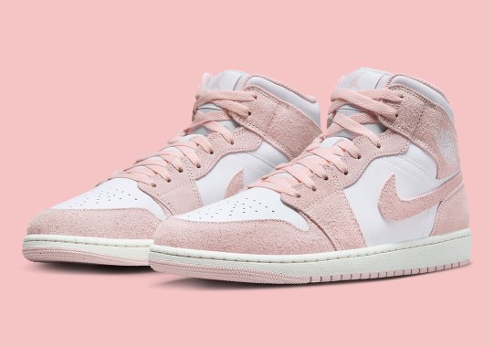 Official Images Of The Air Jordan 1 Mid “White/Soft Pink”