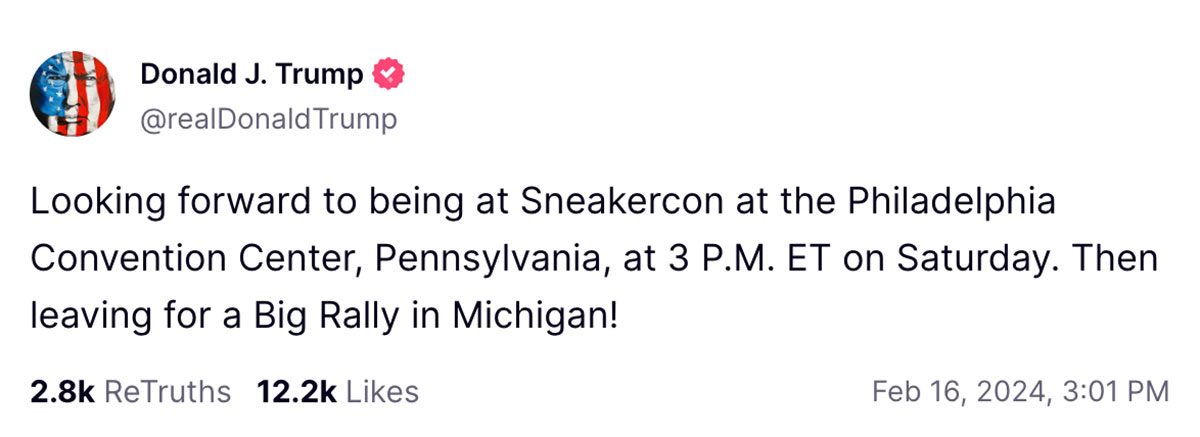 Donald Trump Silver Sneaker Con Philadelphia