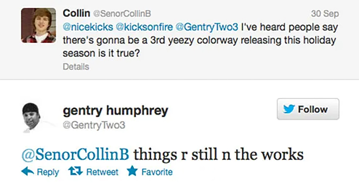 Gentry Humphrey Yeezy 2 Tweet