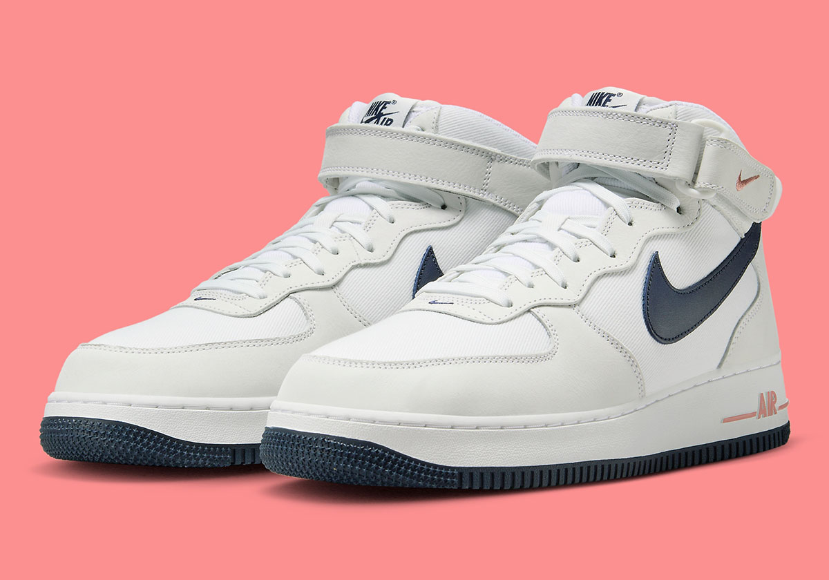 The Nike Air Force 1 Mid Stays Classy In “Summit White/Obsidian”
