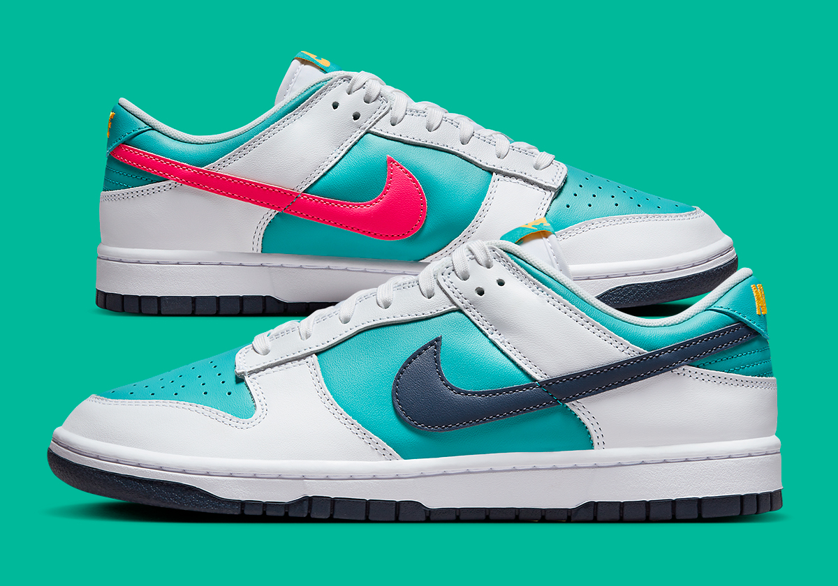 Mismatched Swoosh Logos Carry The Nike Dunk Low In “Dusty Cactus/Thunder Blue”