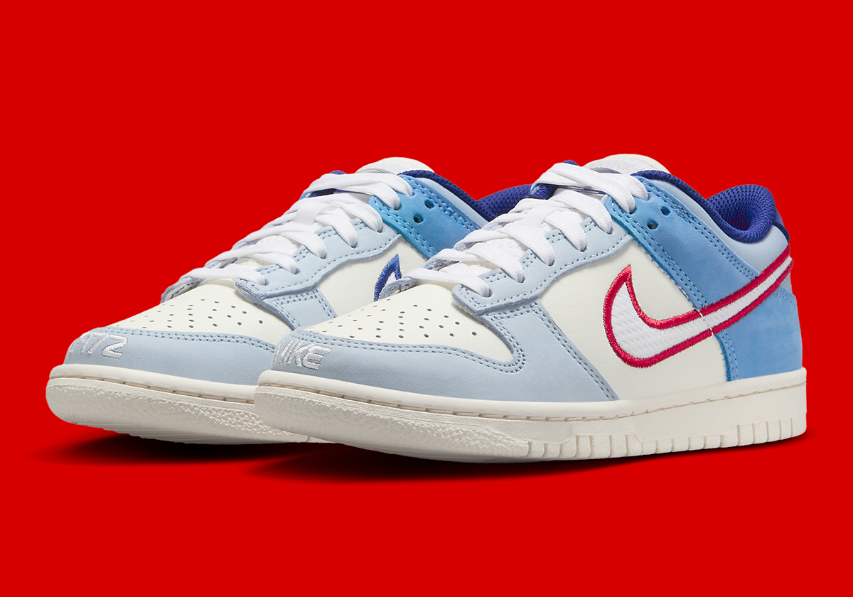Nike Dunk Low Gs White Blue Red Mesh Hf5742 111 5