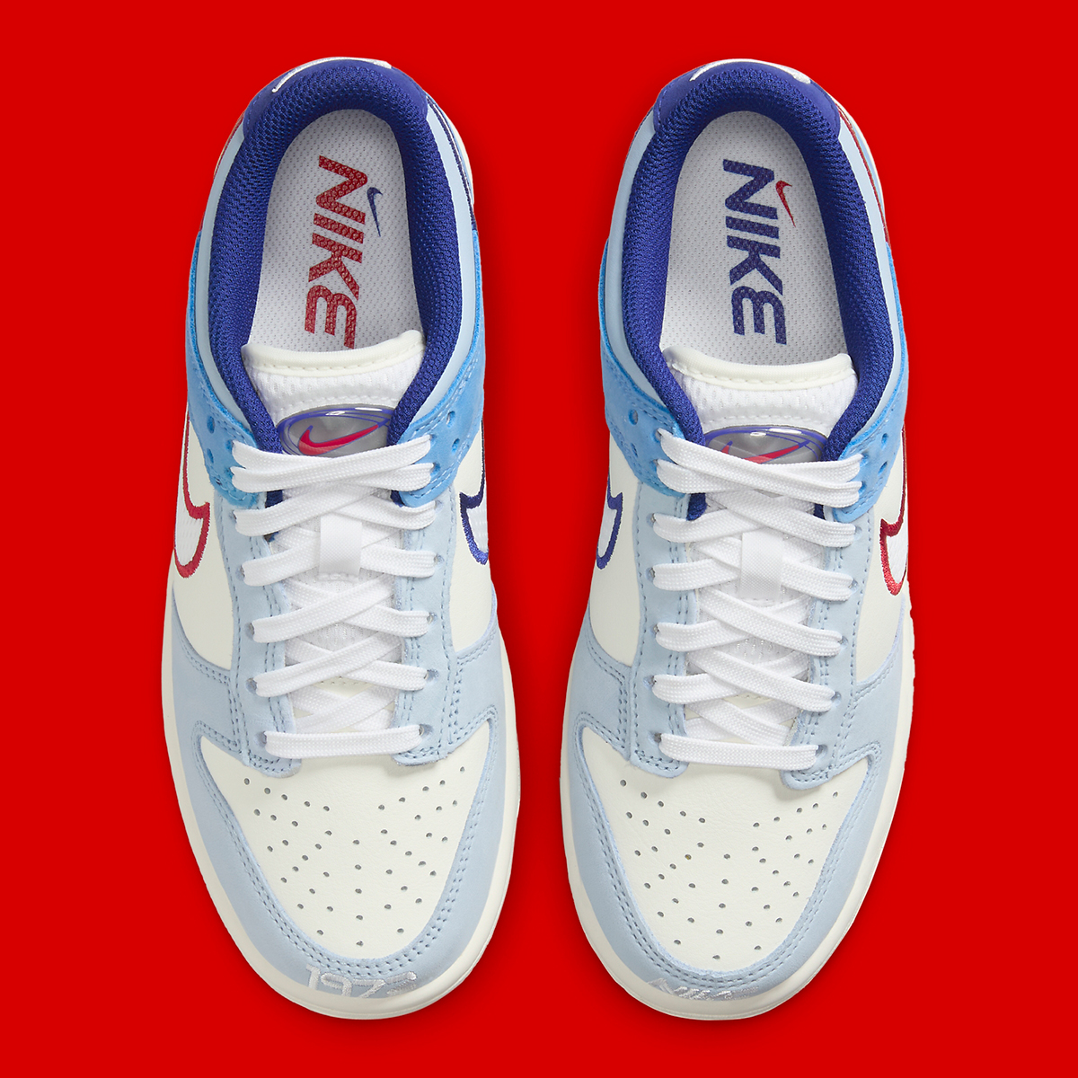white patent leather nike revolution dunks sneakers for women Gs White Blue Red Mesh Hf5742 111 6