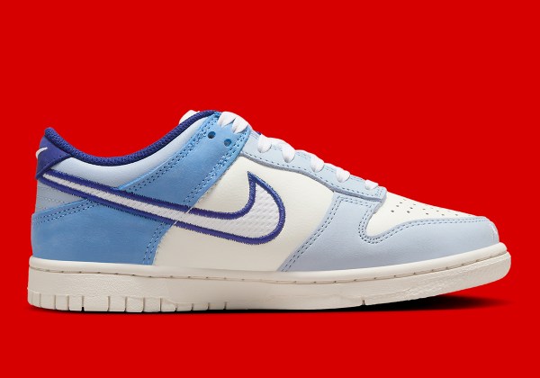 dunk low red white blue