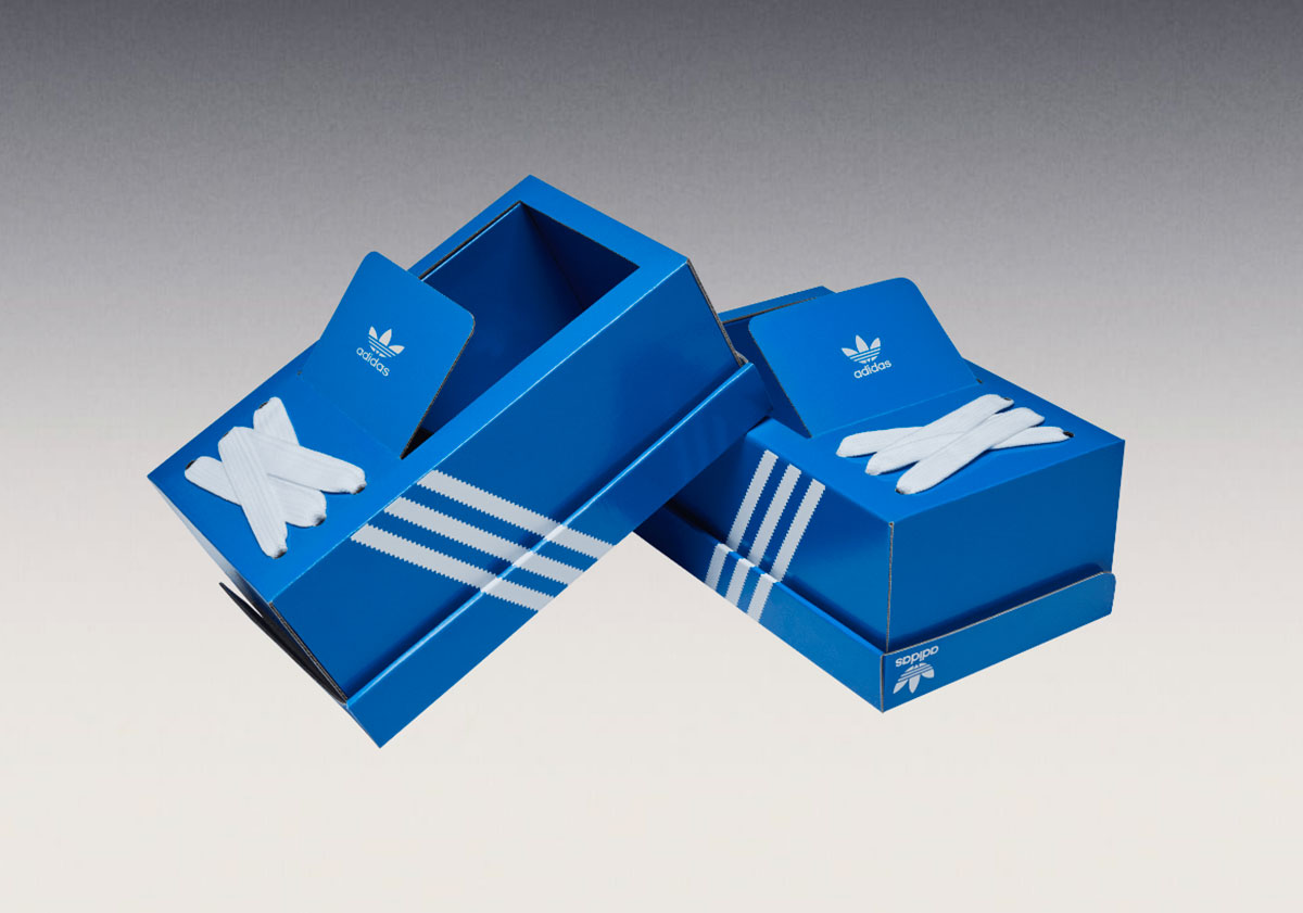 The navy adidas Box Shoe April Fool's Day Joke Is Actually A Giveaway