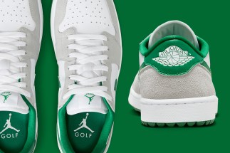The Closer Look at Drakes Solid Gold New 24K Gold Air Jordan Golf Tees Off In Pine Green
