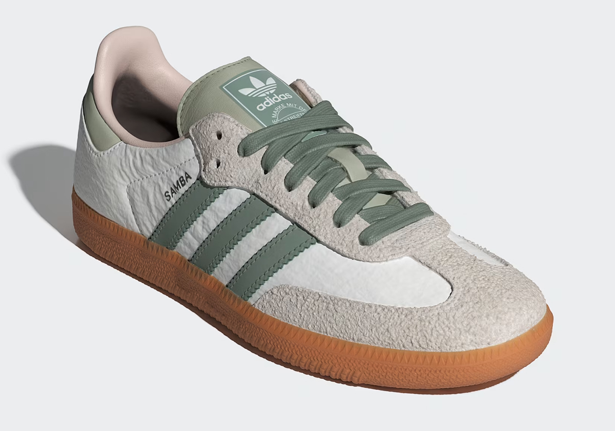 The adidas Samba Keeps Cool In “Cloud White/Silver Green”