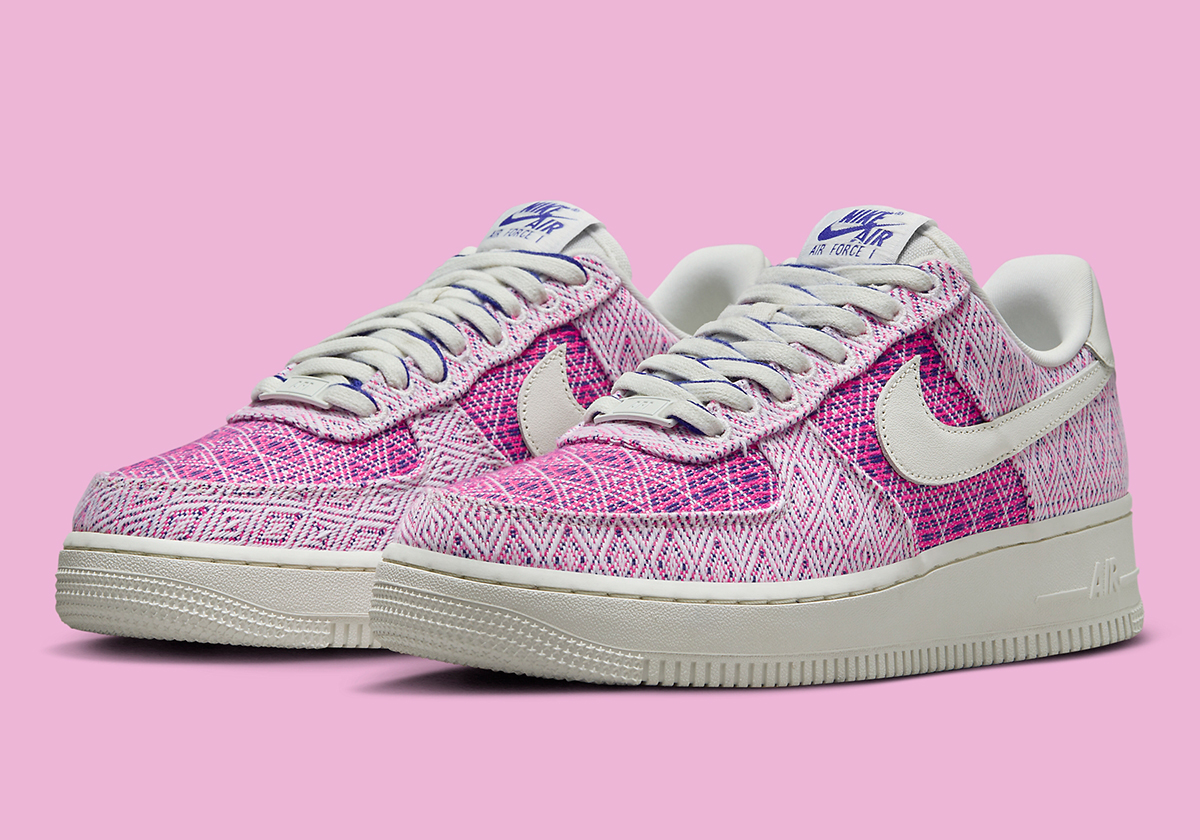 Double-Stacked Laces Adorn The Nike 867116-400 Air Force 1 Low “Pink Tapestry”