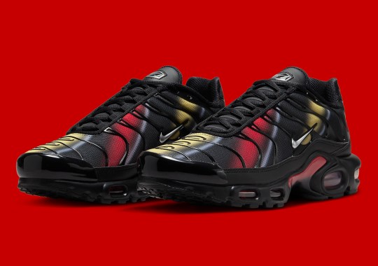 The Nike inside Air Max Plus “Orbit” Revolves In Saturn Gold/Red