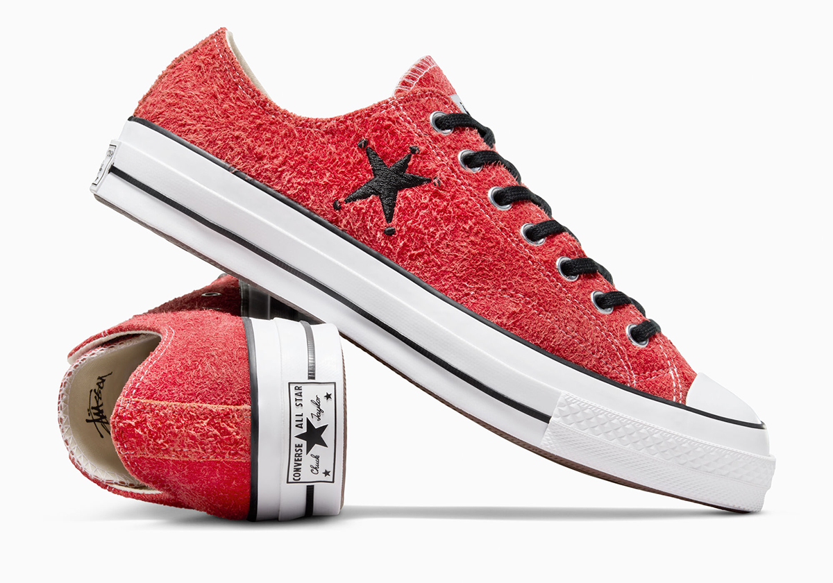 Stussy Converse Chuck Taylor All Star Canvas Shoes Leisure Wear-resistant Non-Slip High Tops 155457C Poppy Red A07664c 2