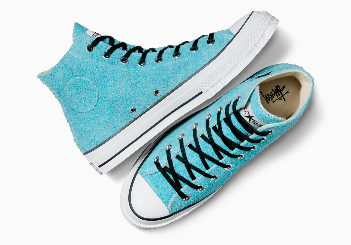 Stussy Converse Chuck Taylor All Star Canvas Shoes Leisure Wear-resistant Non-Slip High Tops 155457C Sky Blue A07663c 4