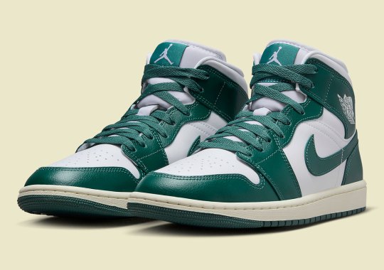 The Women's Air Jordan 1 Mid Gleams In Green And Sail