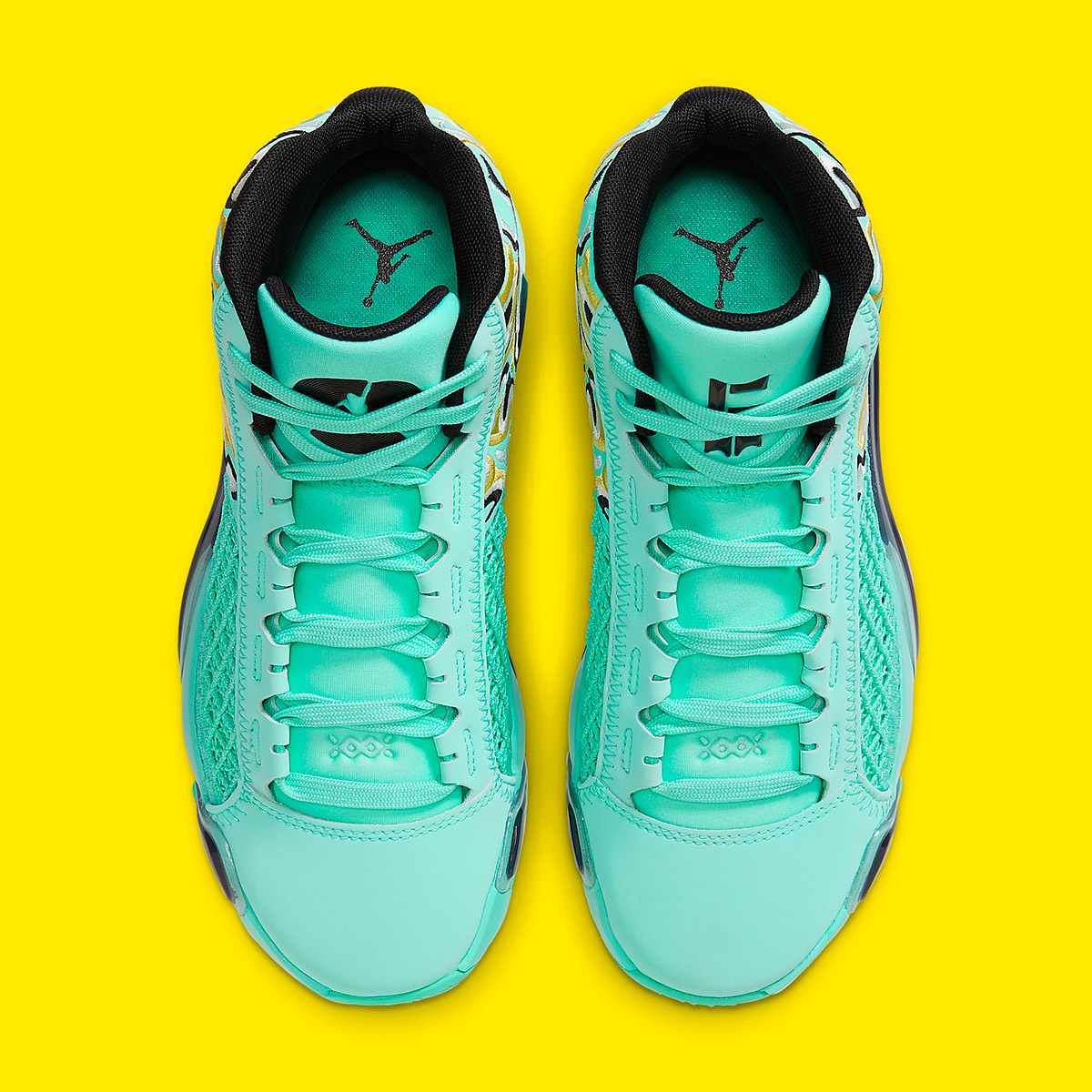 Youth Jordan Blue Green Flight Origin 2 Basketball Shoes Gs Guo Ailun Hf7842 300 5