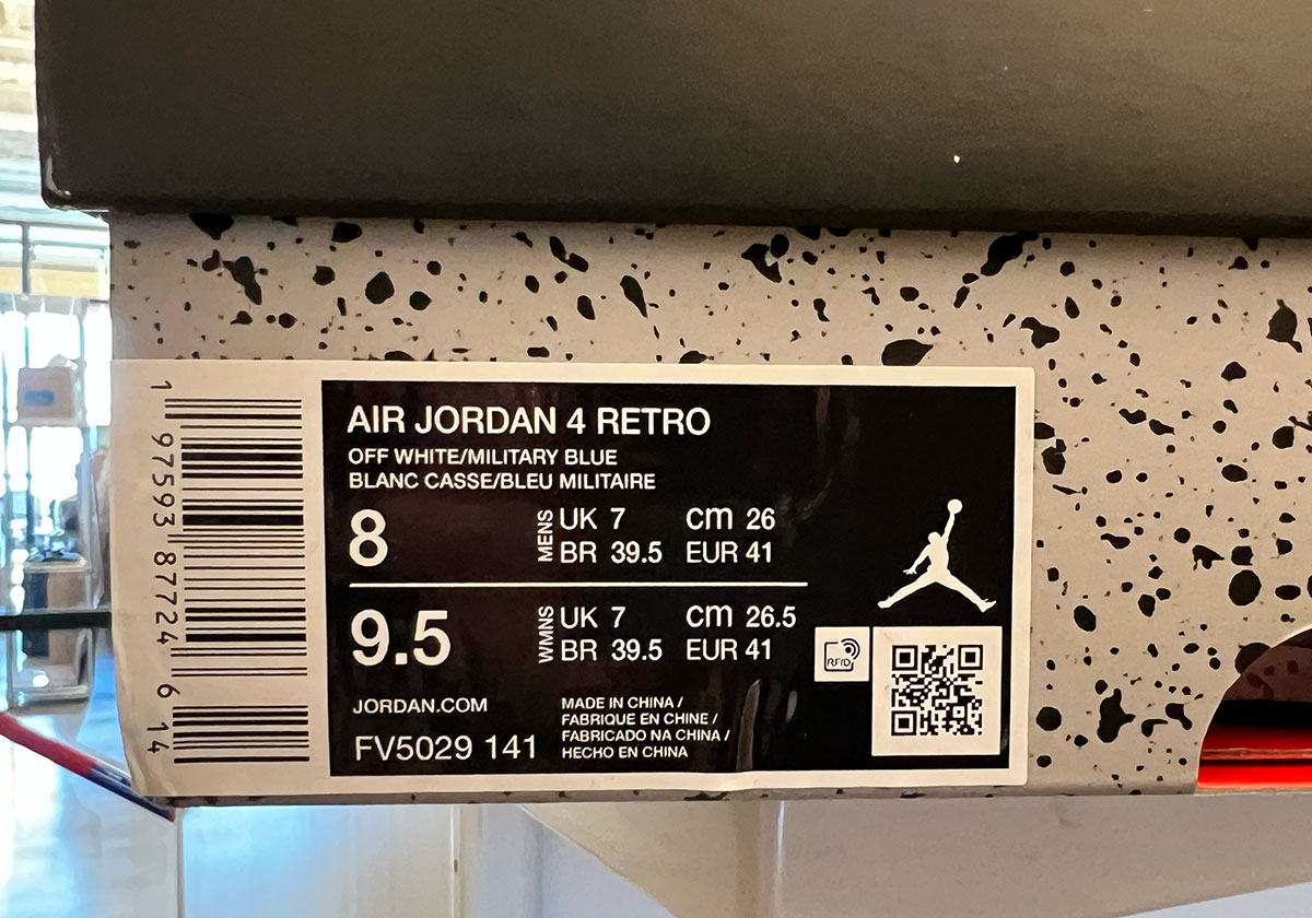 Jordan 4 Military Blue Box Label