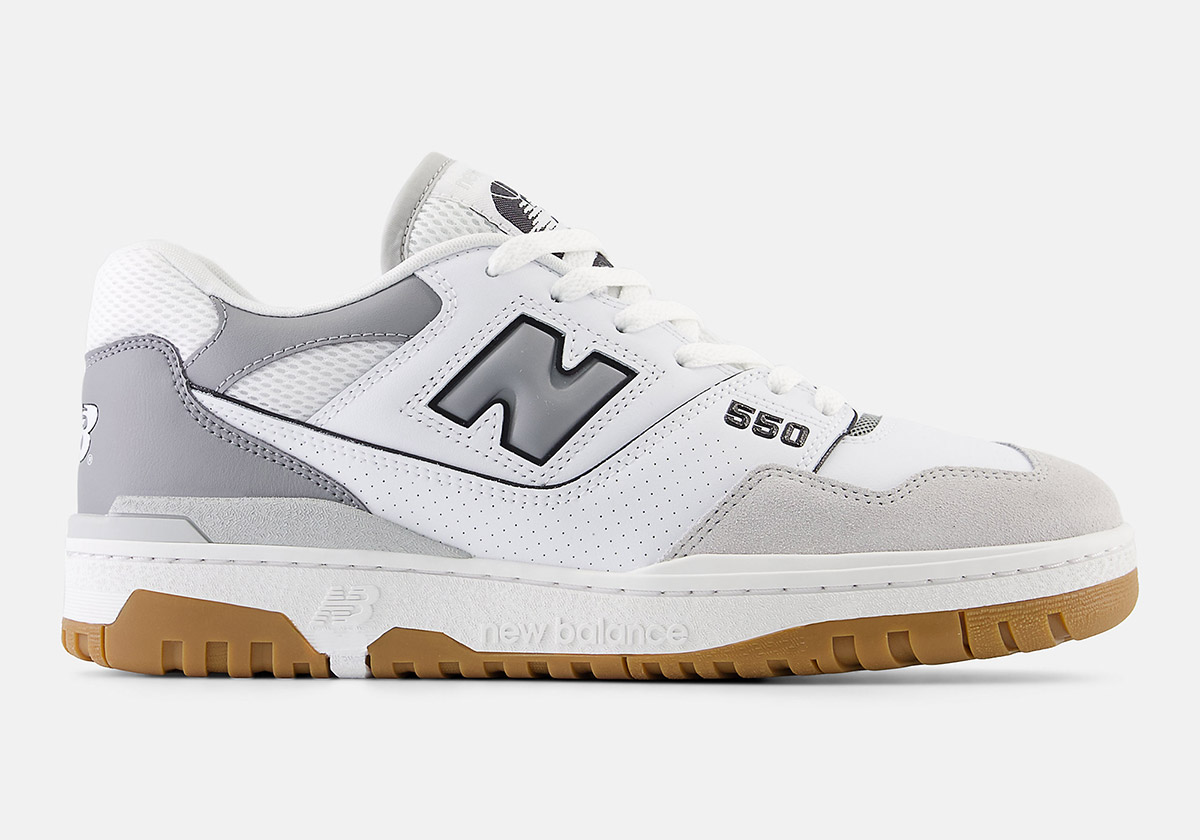 Gum Soles And Wide Mesh Treat A Sporty New Balance 550 In “Slate Grey”