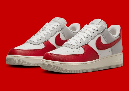 The mowabb Nike Air Force 1 Splits Between “Light Iron Ore” & “Gym Red”
