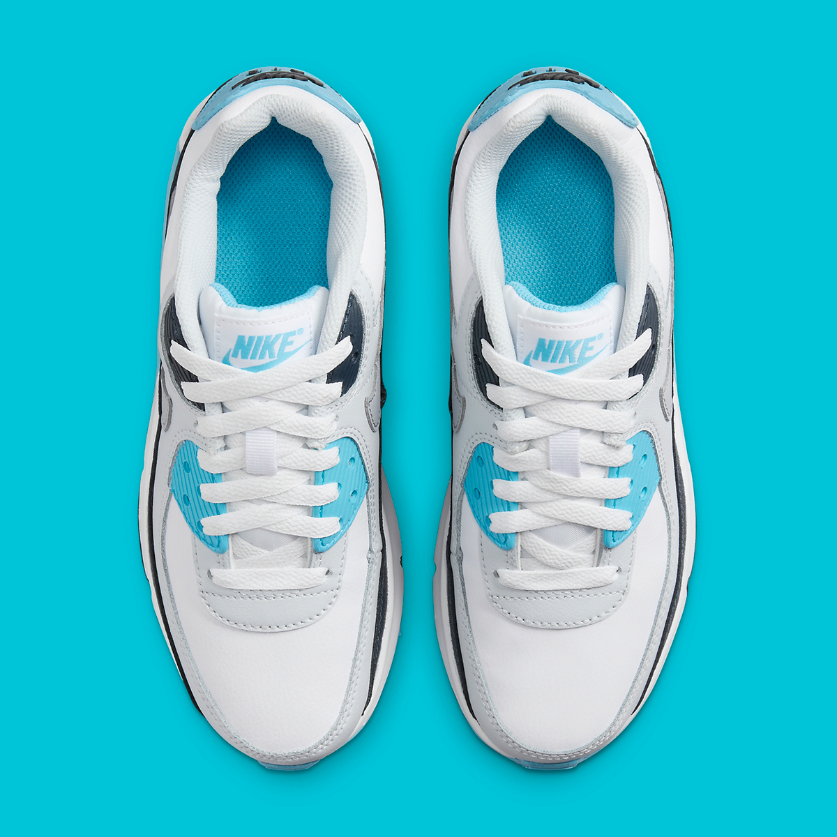 Nike Air Max 90 Gs White Aquarius Blue Hf6358 100 2
