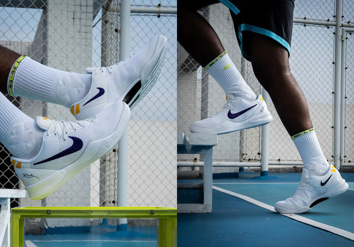 Nike Kobe 8 Protro White Court Purple University Gold Hf9550 100 2