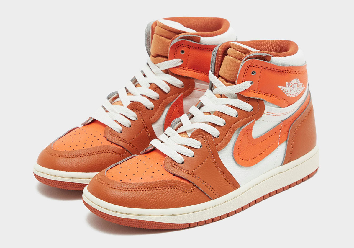 “Safety Orange” Animates The This Air Jordan 1 Centre Court Features Unfinished Wings Embroidery Method Of Make