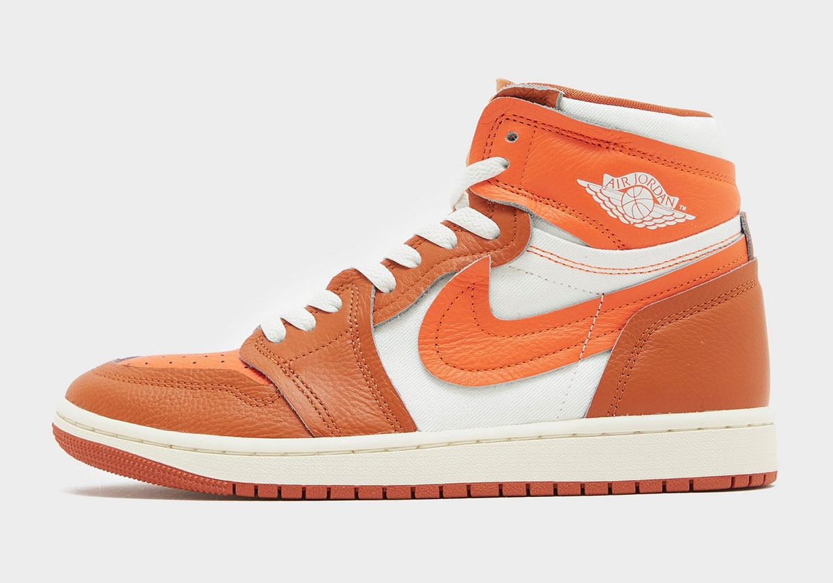 This Air Jordan 1 Centre Court Features Unfinished Wings Embroidery Method Of Make Safety Orange White Burnt Sunrise Sail 4