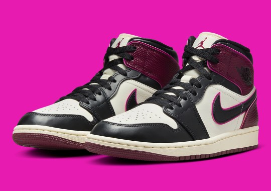 "Bordeaux" And "Active Pink" Grace Another Snakeskin Air Jordan 1 Mid