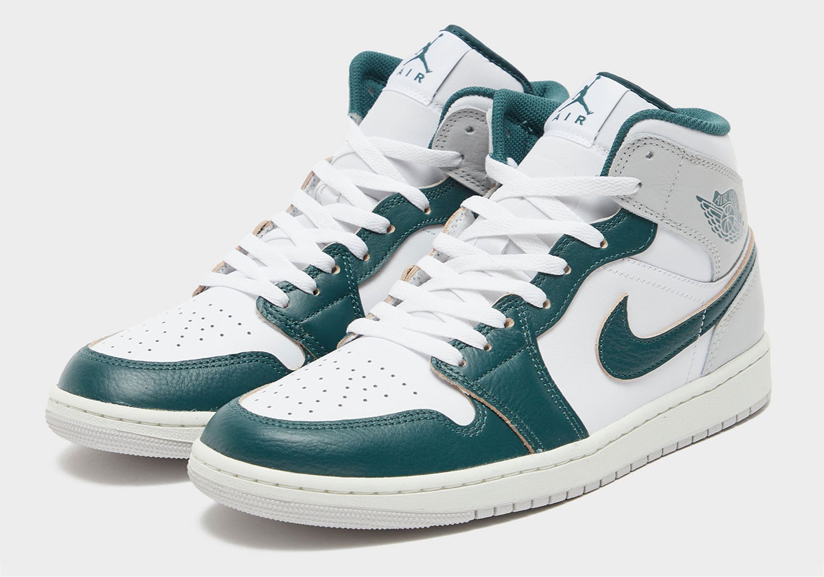 Exposed Edges Appear On The Air Jordan 1 Mid "Oxidized Green"