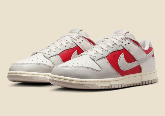 Unique Color Blocking Hits The Nike Luxe Dunk Low "Photon Dust/Gym Red"