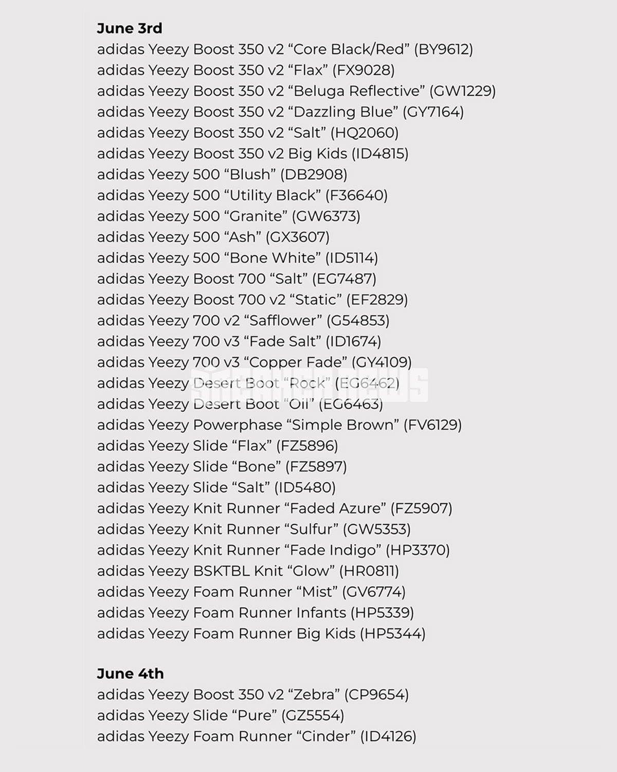 Yeezy Day 2024 Release List 1