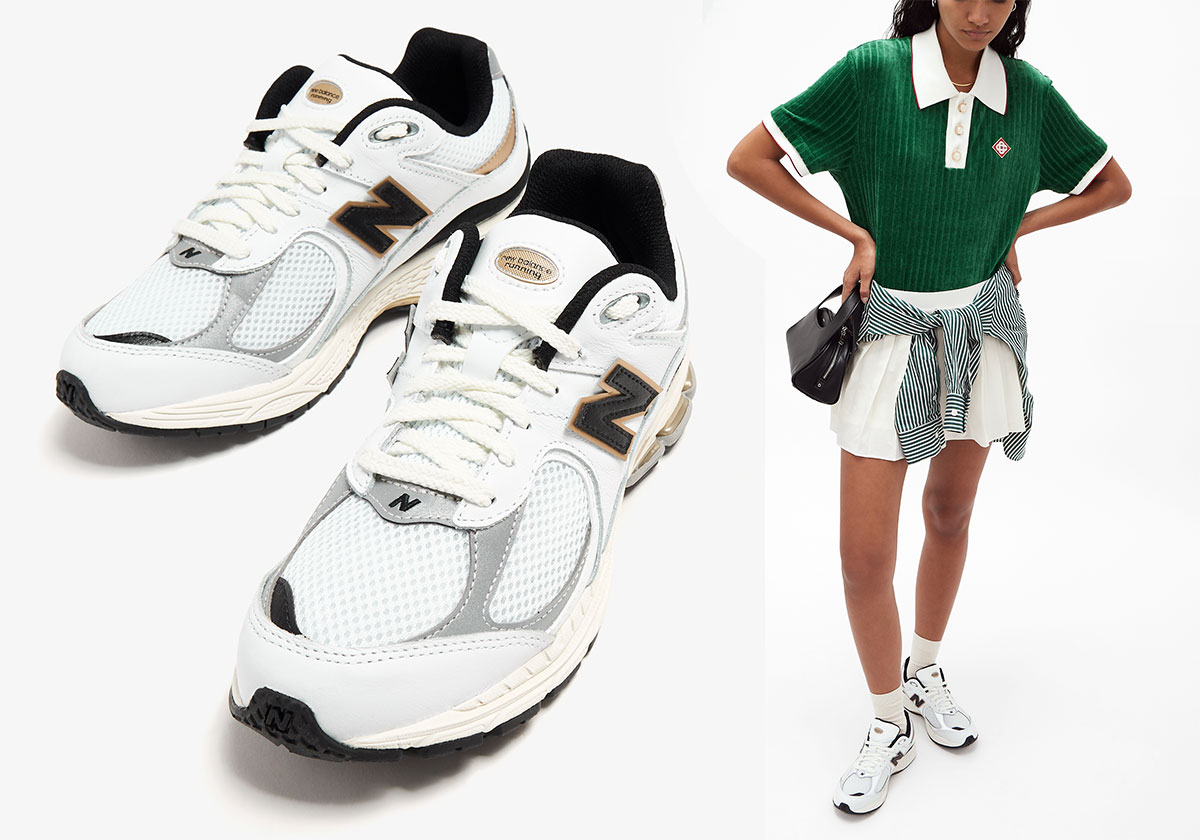 Gold Accents Energize A Classic Monochrome New Balance 2002R