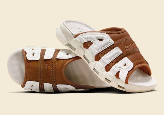 The Nike Air More Uptempo Slide Gets Earthy With Brown And Sail