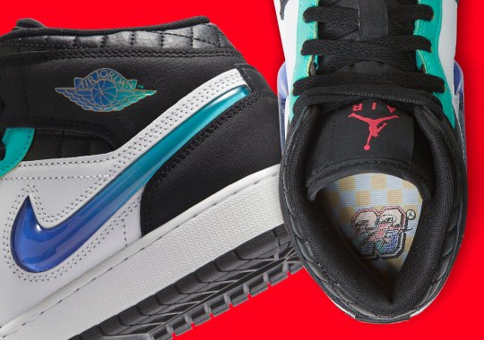 This Racing-Themed Air Jordan 1 Mid For Kids Comes With Jewel Swooshes