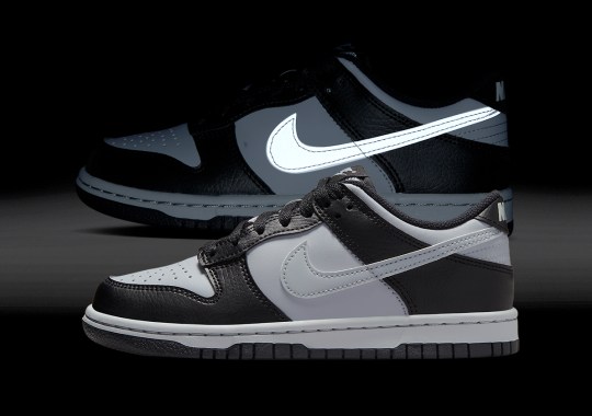 This Kids Nike Dunk Low Shines With Reflective Swoosh Logos