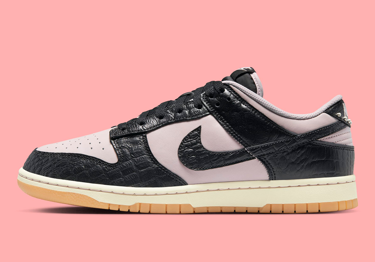 Nike Dunk Low Pink Oxford Croc Skin Gum Release Date 4