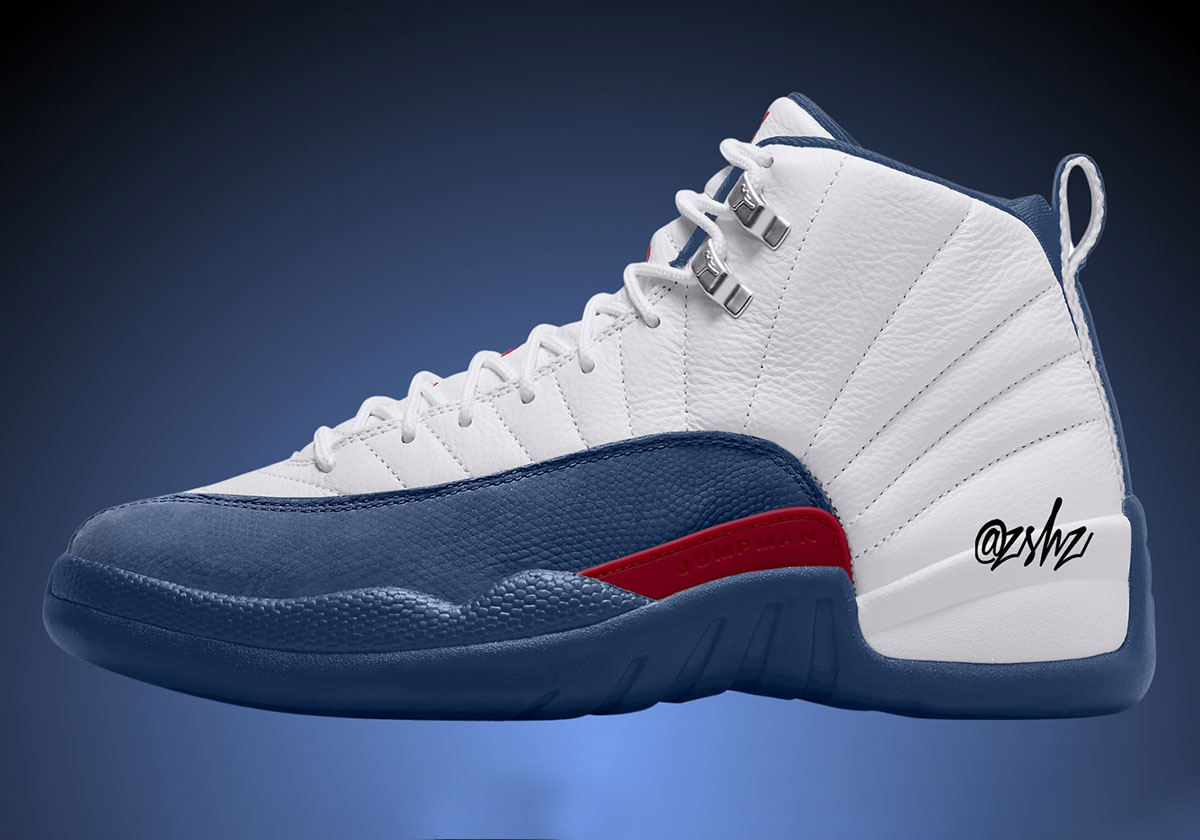 Jordan 12 red white and blue on sale