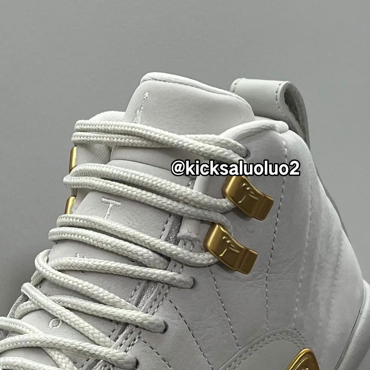 Jordan 12 grey and gold best sale