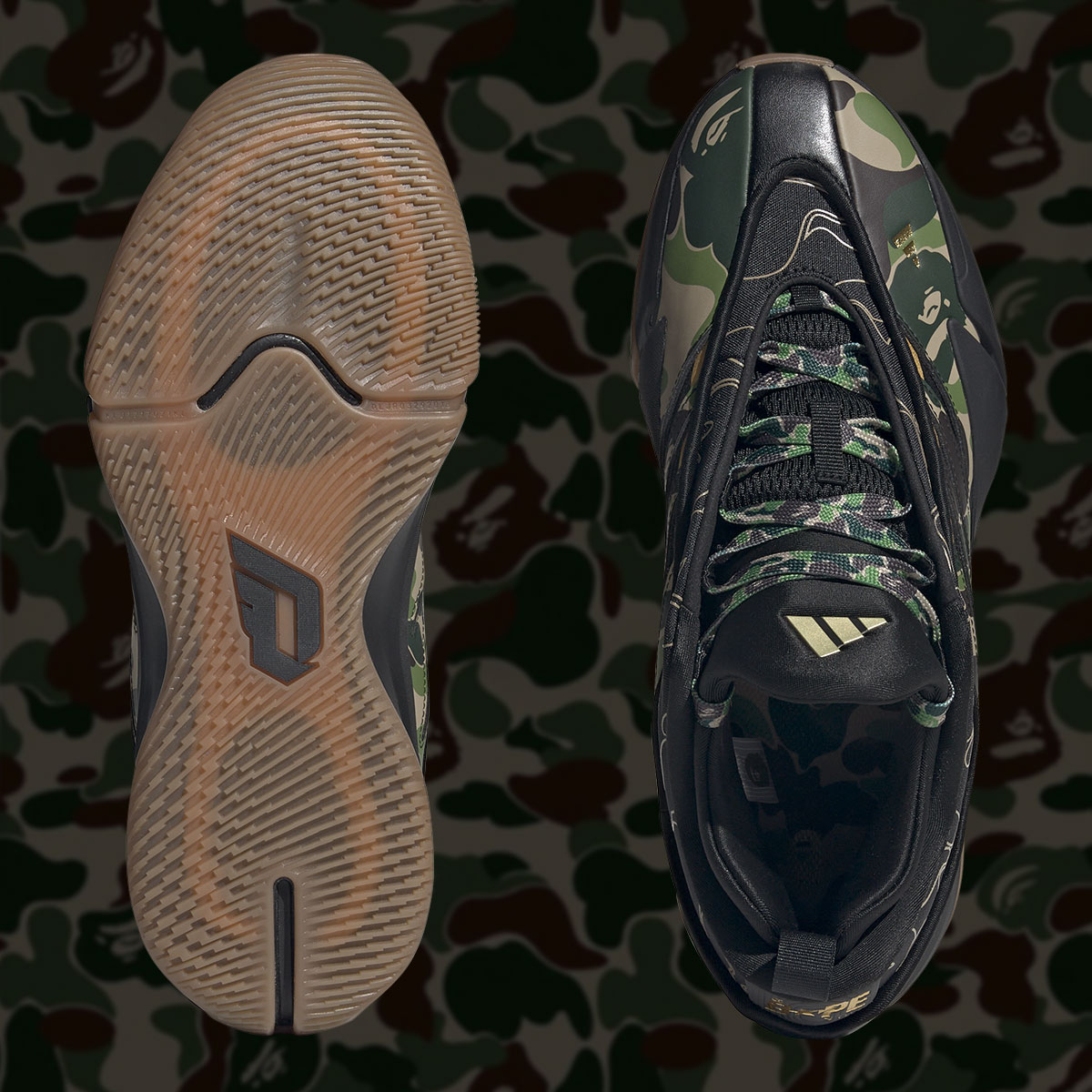 Bape Adidas Dame 9 Olive Green Black Jh6358 1