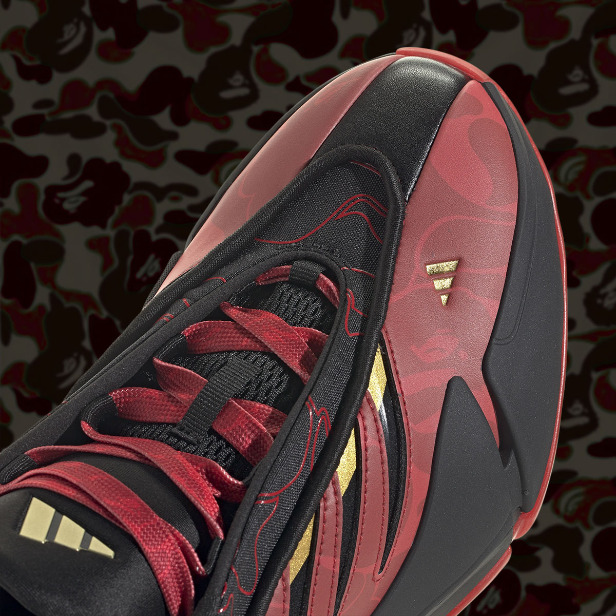 bape adidas dame 9 red black gold IH0786 7