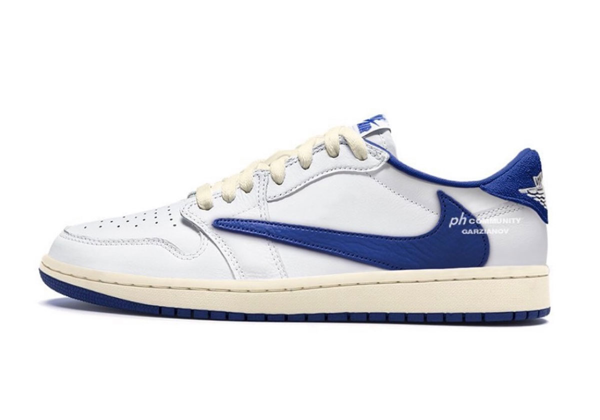 Fragment Design Travis Scott Air Jordan 1 Low OG "White/Blue" 2025 DM7866104