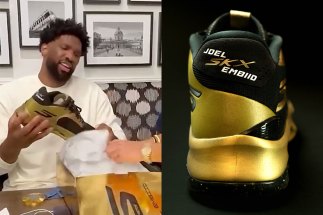 Joel Embiid Gifted Golden Shoes By Skechers After Olympic Triumph