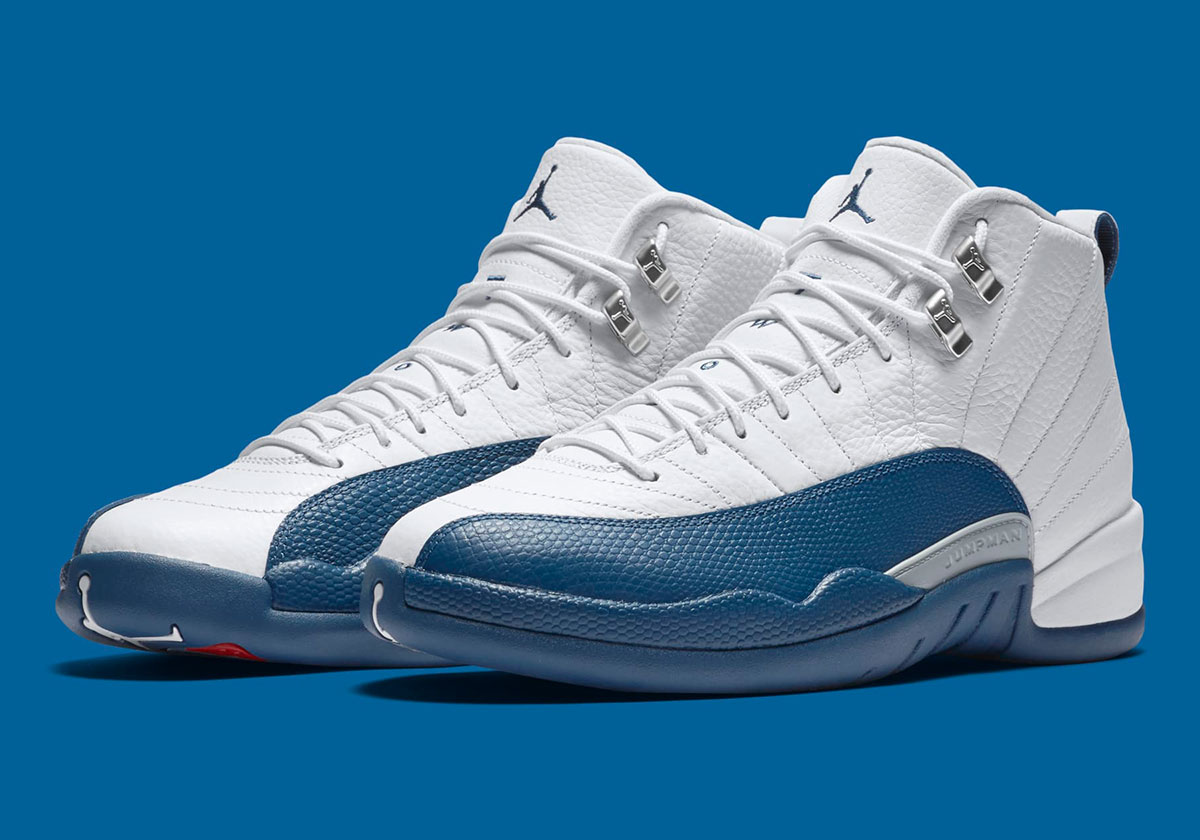 Jordan 12 blue white grey best sale