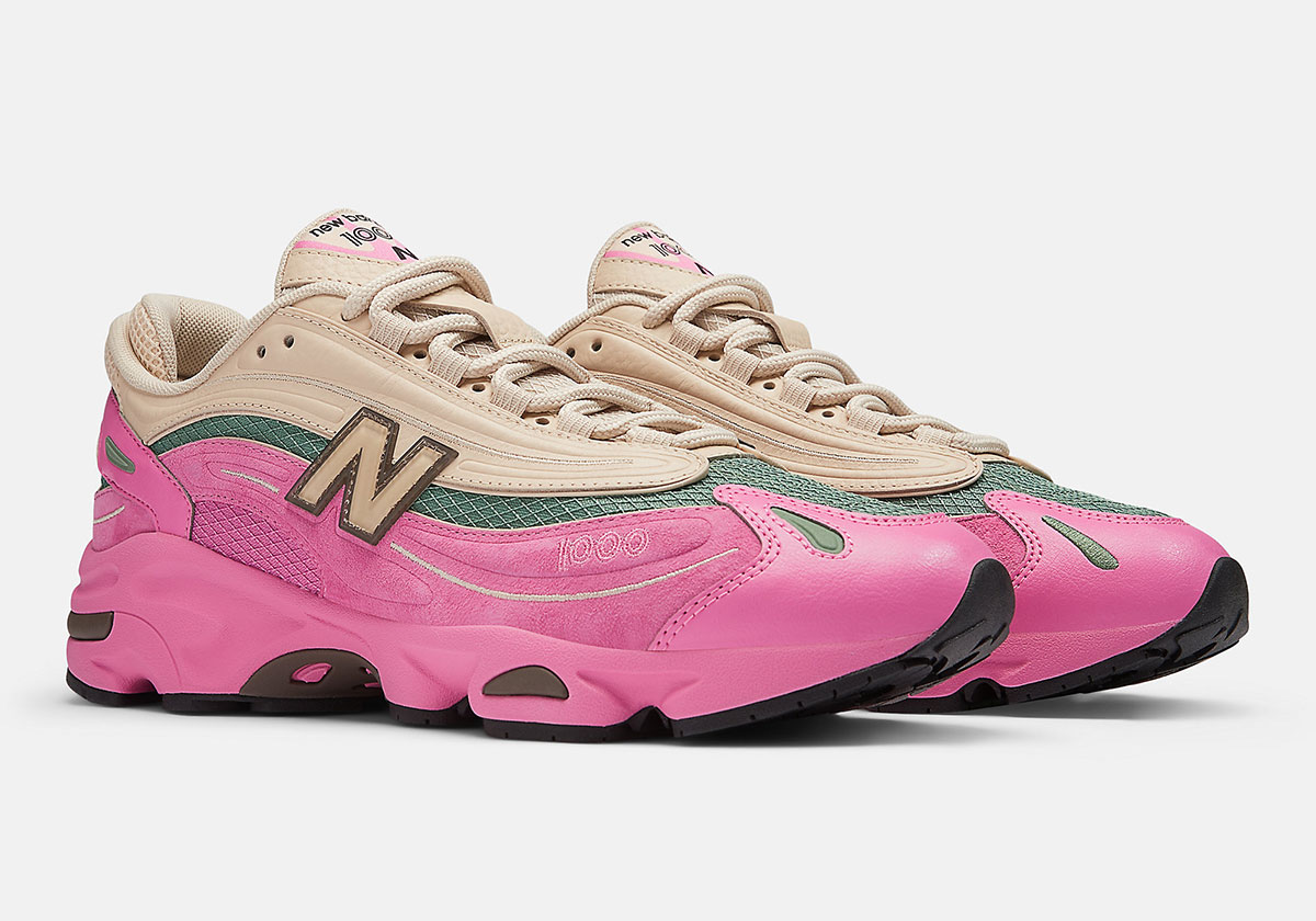 tan pink green new balance 1000