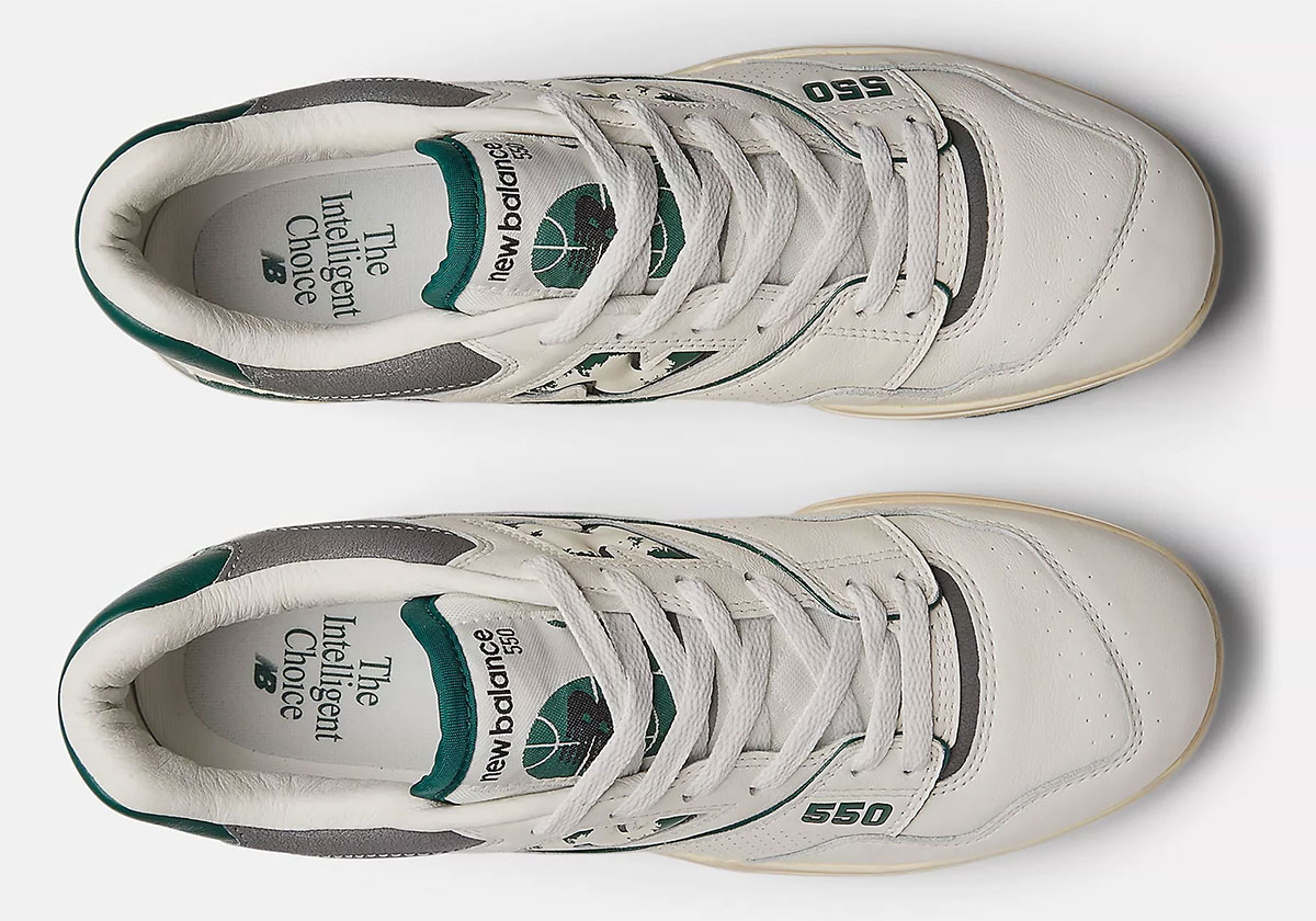 new balance 550 sea salt with marsh green and shadow grey