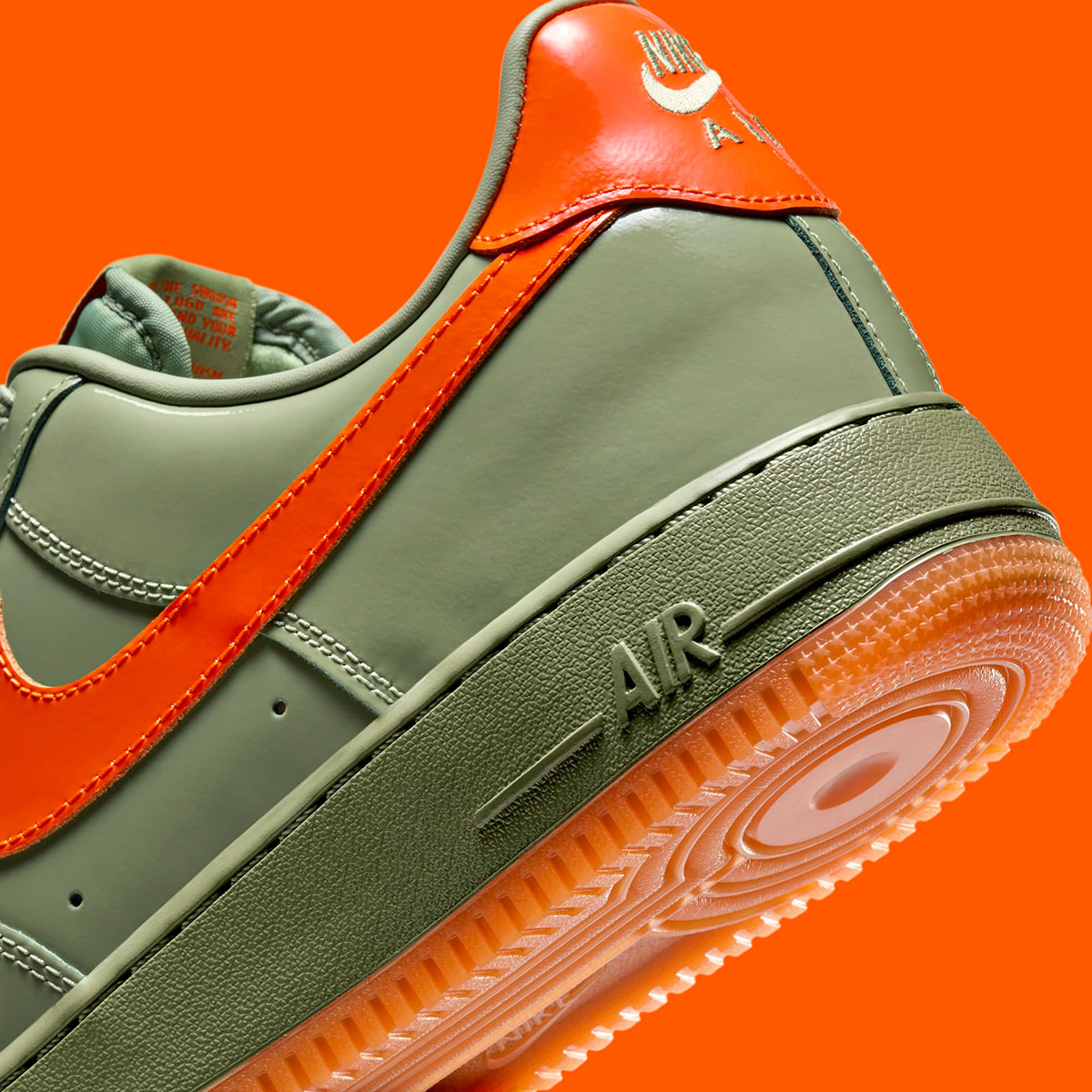 Nike Air Force 1 Low Premium Oil Green Platinum Tint Safety Orange Hj9118 386 8