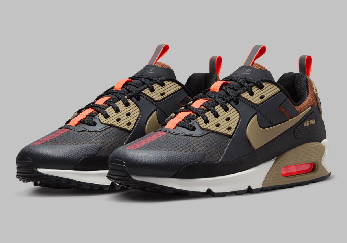 Nike Air Max 90 Drift Dark Smoke Grey Black Hyper Crimson Khaki FB2877 002 SneakerNews