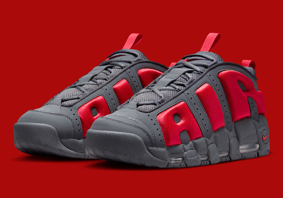 Grey & "Light Crimson" Combine On The Nike Air More Uptempo Low