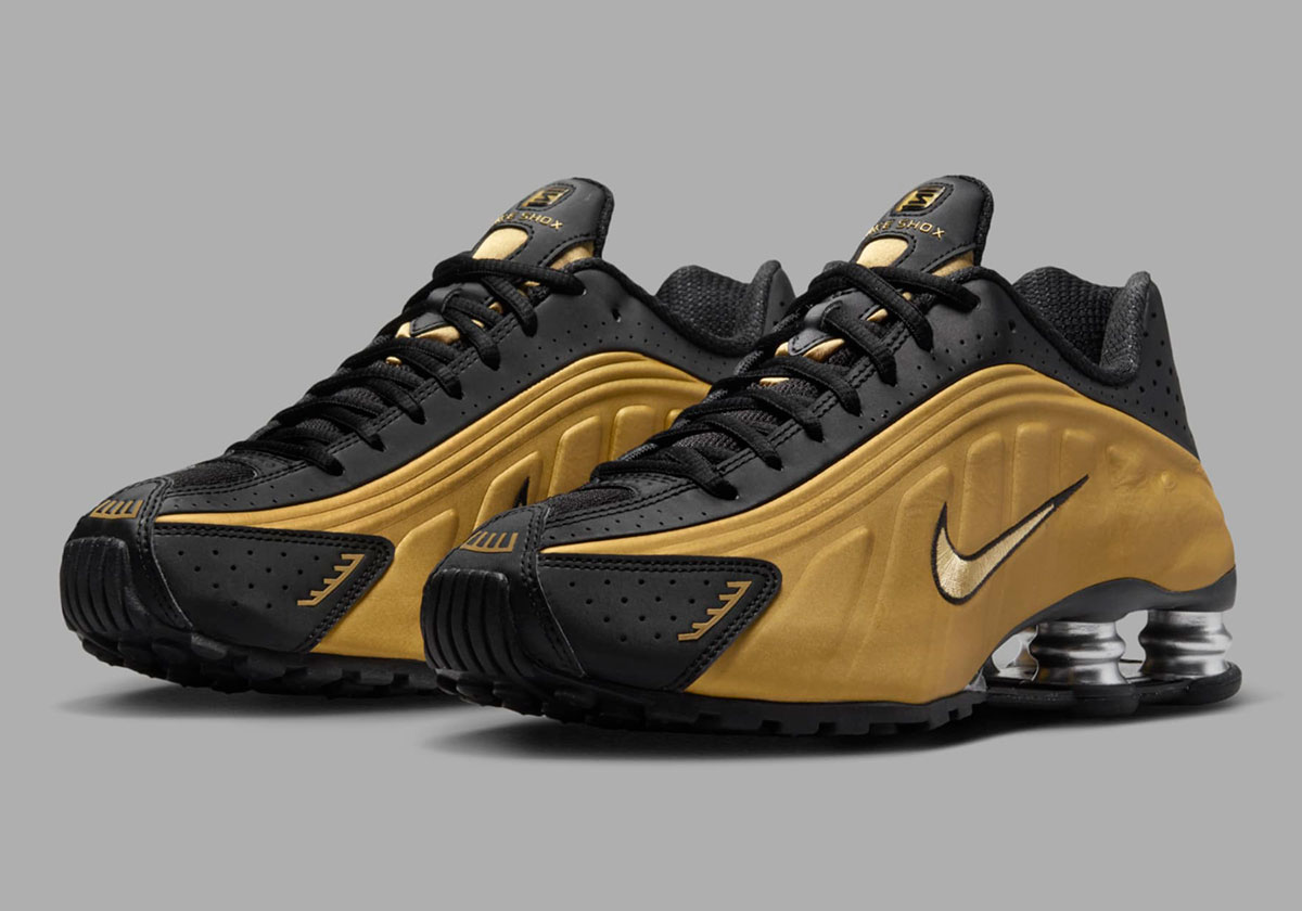 Nike Shox R4 Black Gold Silver AR3565 005 SneakerNews